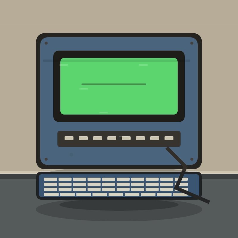 Blue old school computer